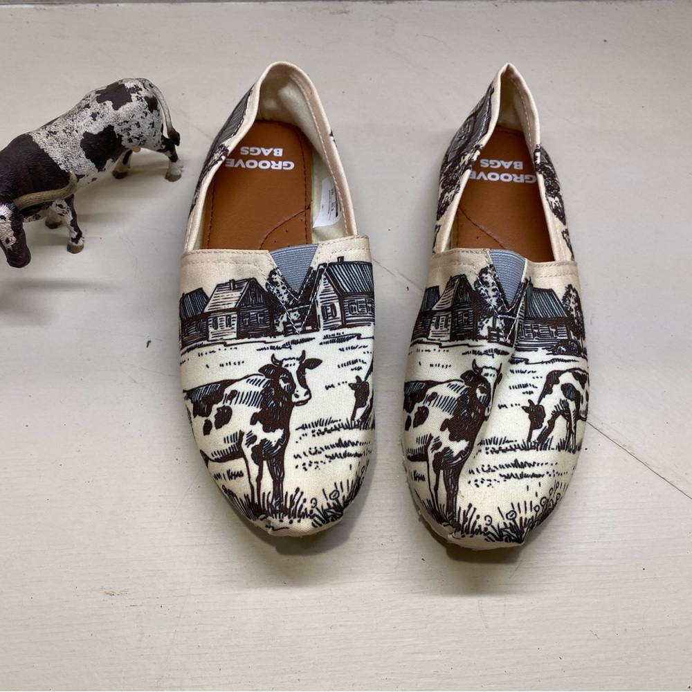 Black and White cow print Slip-On Shoes